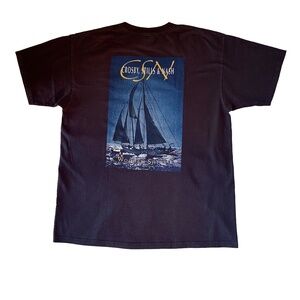 Vintage  T-Shirt--Crosby, Stills & Nash Wooden Ships Concert Tour, Blue Black